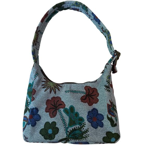 BAGGU Handbags - BAGGU Mini Nylon Shoulder Bag Digital Denim Blue Daisy - Rare Retired Print